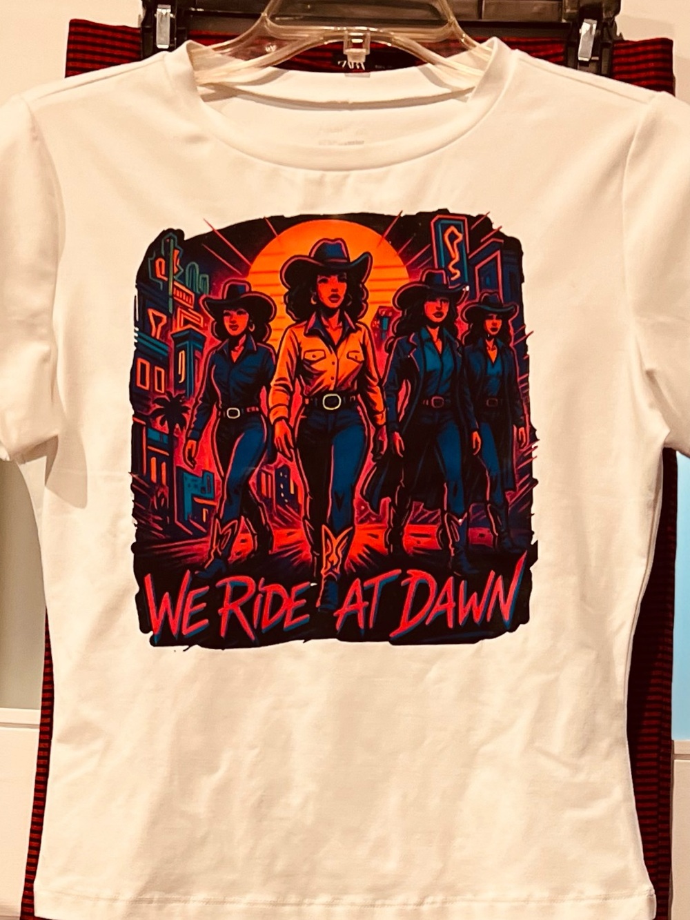 We Ride at Dawn Graphic Short Sleeve Tee - White & Red